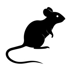 Obraz premium Vector Silhouette of Mouse with White isolated Background