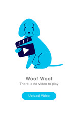 Empty State Illustration. Dog Holding Clapperboard. No Video Available