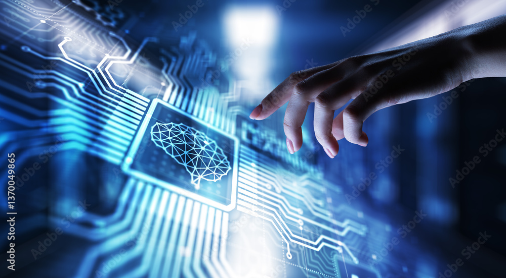 Poster machine deep learning algorithms, artificial intelligence, ai, automation and modern technology in b