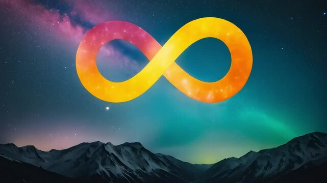 Colorful Infinity Symbol in the Mountain Night Sky