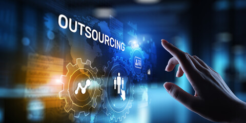 Outsourcing Global recruitment HR concept on virtual screen.