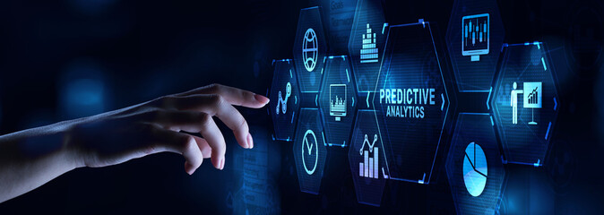 Predictive analytics business intelligence technology concept on screen.