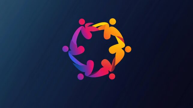 Modern logo of human figures forming a unity symbol against an abstract gradient background in a professional design Generative AI