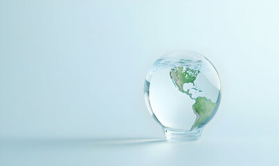 Crystal Clear Globe with Water Reflection and North America Detail
