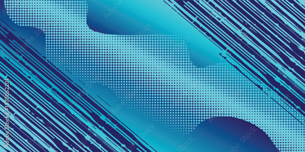 Poster blue color pattern gradient with halftones texture and grunge texture background.