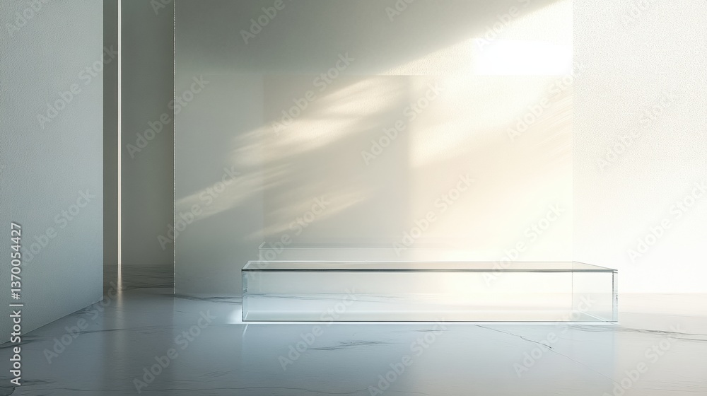 Aufkleber clear glass panels float within a pristine white space