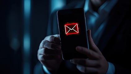 Checking a suspicious email on a mobile phone