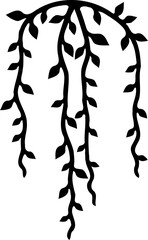 Elegant Weeping Foliage Silhouette Graphic Element
