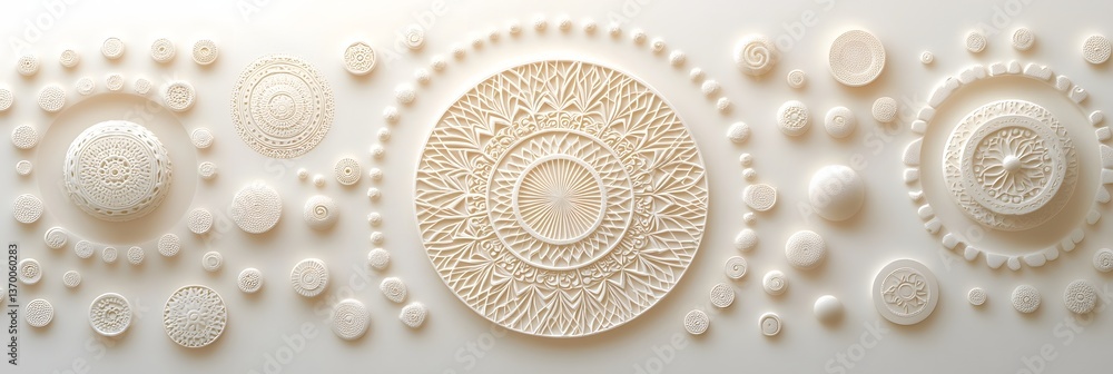 Aufkleber a visually striking abstract background featuring softly lit 3d mandalas and intricate sacred geomet