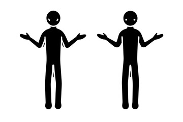 People Shrugging silhouette vector illustration