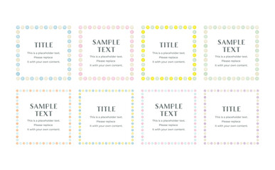 ベクターの水彩風　スクエアフレーム　ドット　セット