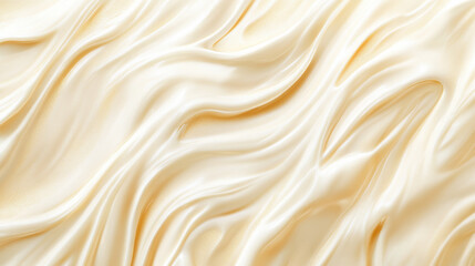 A digital painting of flowing vanilla cream texture, organic ripple patterns with satin-like reflections, captured in a close-up abstract view