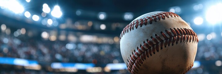 Baseball In Stadium At Night