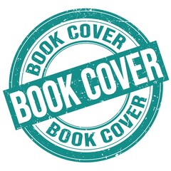BOOK COVER text written on blue round stamp sign