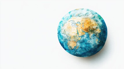 Fototapeta premium Watercolor hand painted planet Earth isolated on white background. Symbol of life,Environmental problems and environmental protection ecology,Hand drawn Globe watercolour paint,Earth Day.