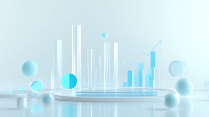 Abstract representation of data visualization with bars and spheres