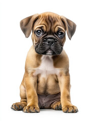 Obraz premium Adorable French Bulldog Puppy Sitting on White Background