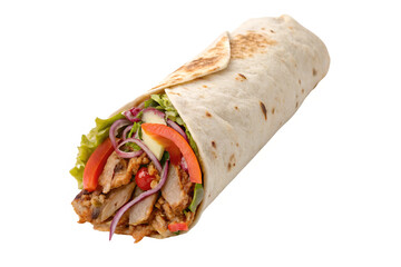 Doner wrap isolated on white doner wrap chicken wrap sandwich, gyros, shawarma