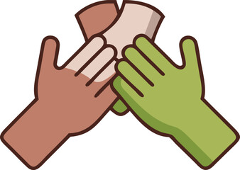 Obraz premium Minimalist Teamwork Icon – Two Hands Joining in Unity