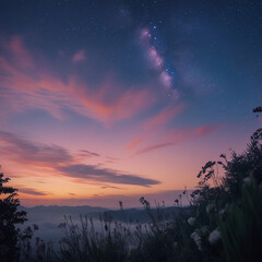 Naklejka premium sunset over the river