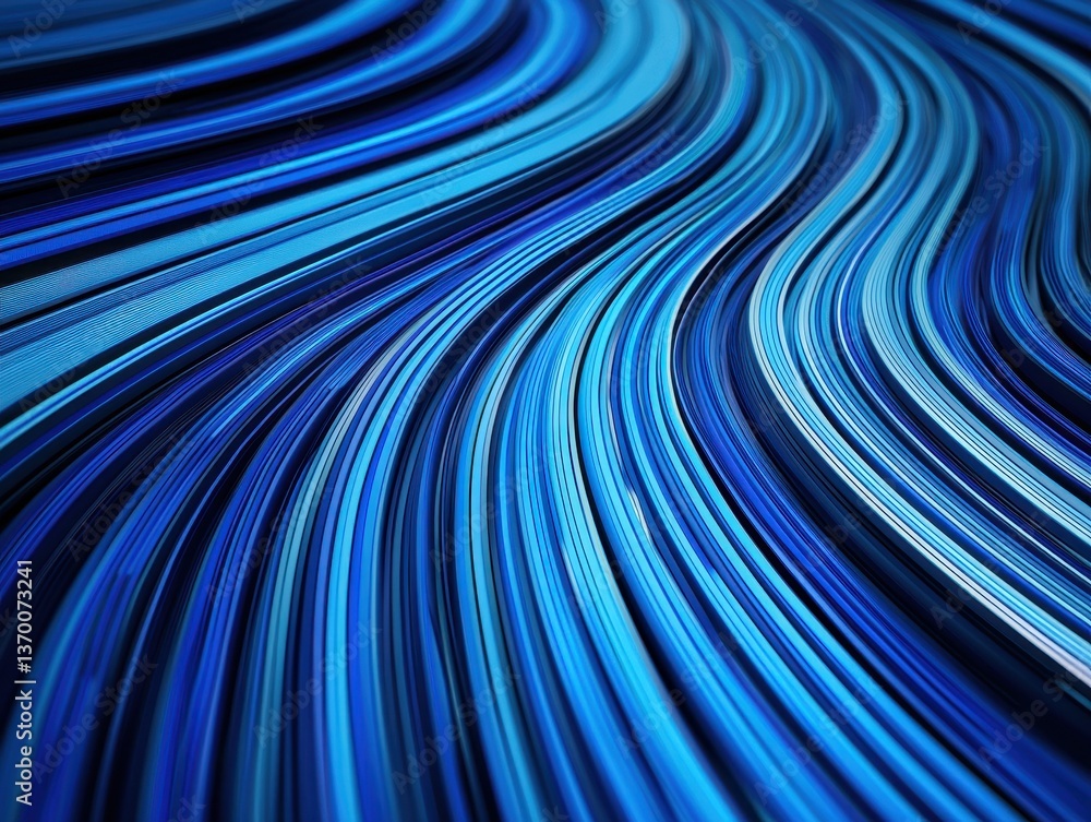 Poster abstract blue waves with fluid motion for design and background use