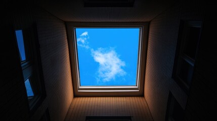 Fototapeta premium Architectural detail, skylight, interior courtyard, daytime