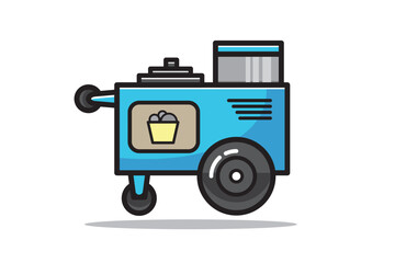 Traditional Indonesian Meatball Cart Vector Illustration