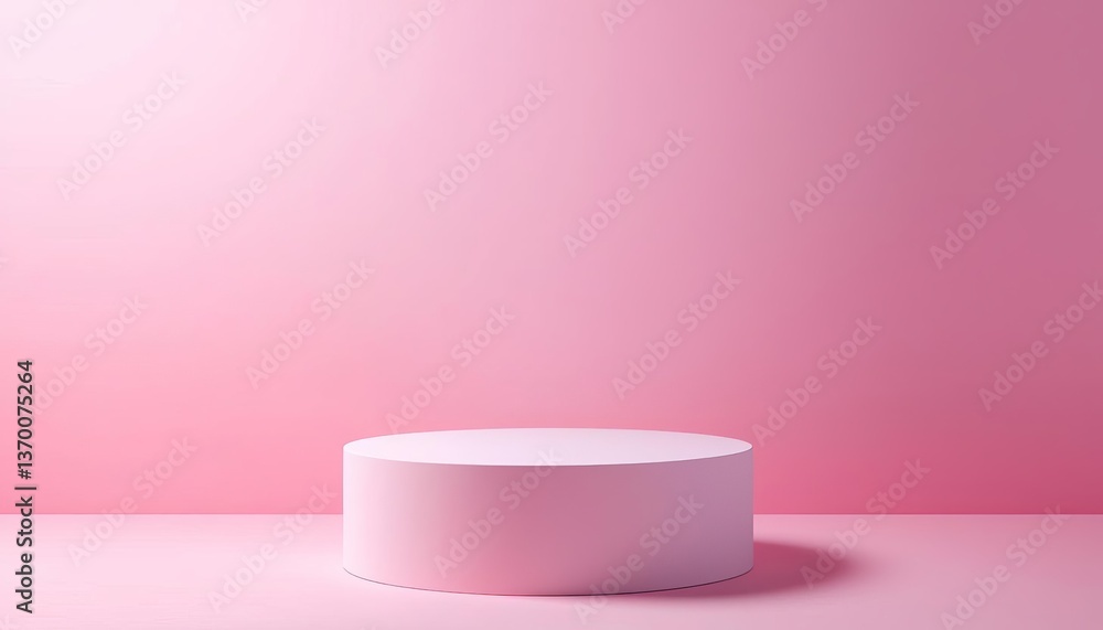 Poster minimalistic pink display platform against a soft pink backdrop for creative projects.