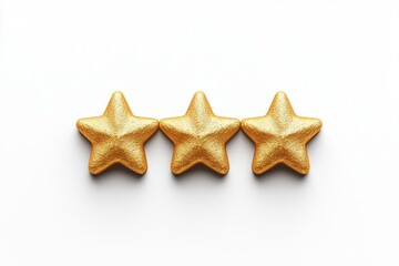 Three golden stars arranged on a white background, symbolizing excellence and achievement.