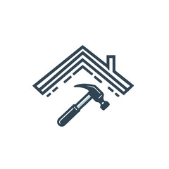 Obraz premium Simple Roofer Logo Design With a Straight Line Style and a Small Hammer