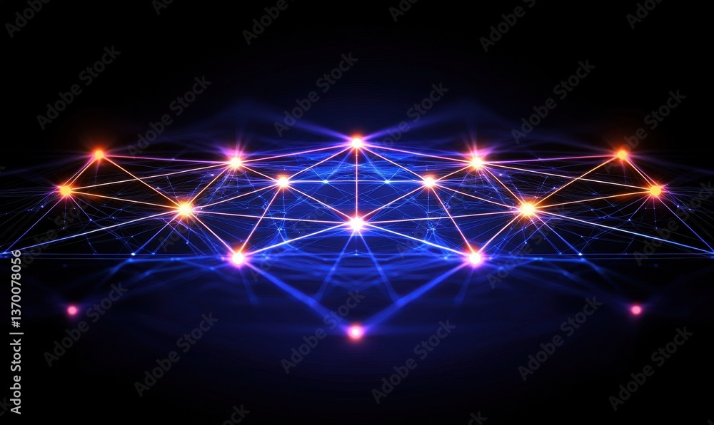 Poster abstract network visualization with colorful lights and connections