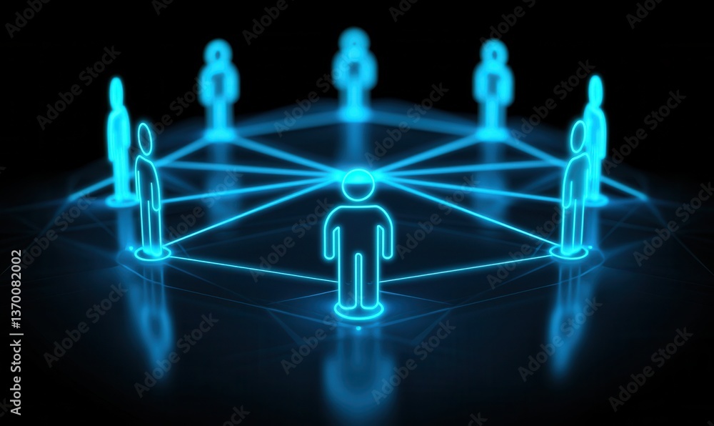 Poster digital network connection illustration with person icons and lines