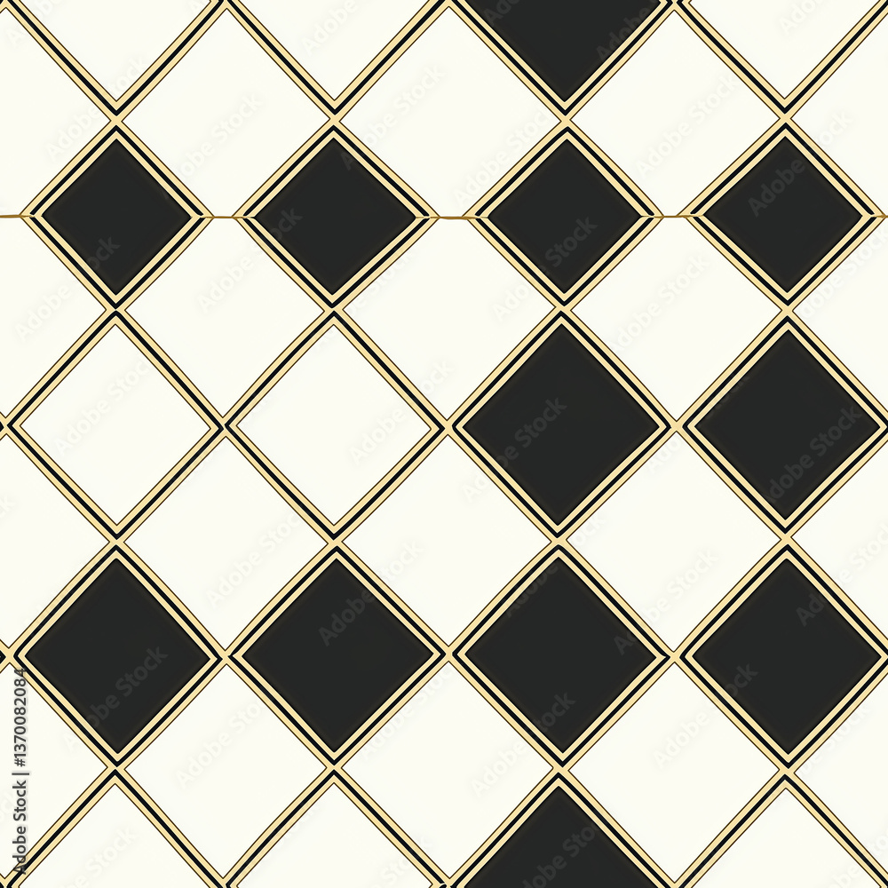 Poster geometric pattern featuring alternating black and white diamonds in a grid layout.