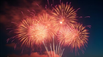 Spectacular Bright Colorful Fireworks Display Against the Dark Night Sky