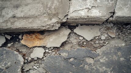 Fototapeta premium Abstract Cracked concrete wall broken wall at the outside cement corner that effected with earthquake and collapsed ground,wall with crack texture.