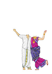 Dance Couple &ndash; Traditional Indian Caricature Body Template