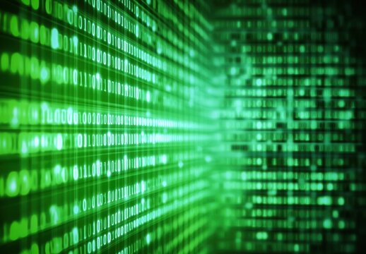 Green Binary Code Background with Digital Matrix Effect