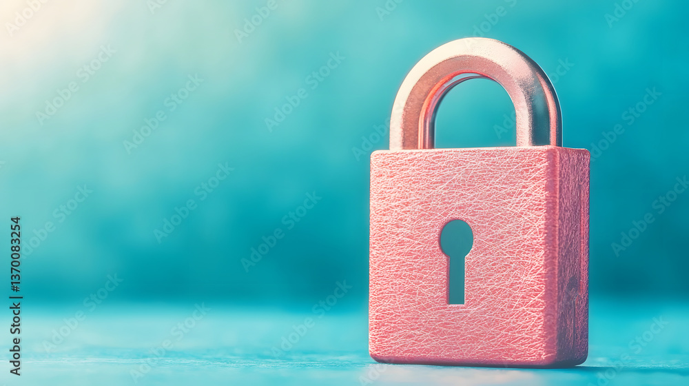 Poster secure padlock symbolizes online safety and privacy, ensuring your data remains protected while usin