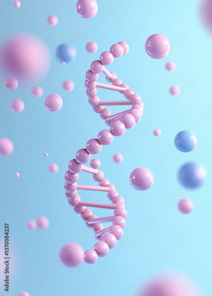 Aufkleber abstract representation of dna helix with colorful molecules in background