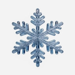 Detailed winter crystal snowflake on white background for seasonal design