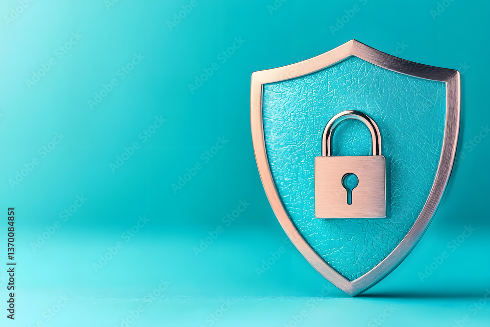 Poster secure shield with padlock symbolizes online safety and protection. this represents importance of us