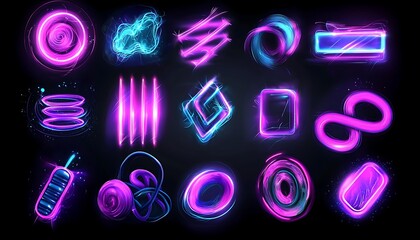Neon light shapes with abstract design.