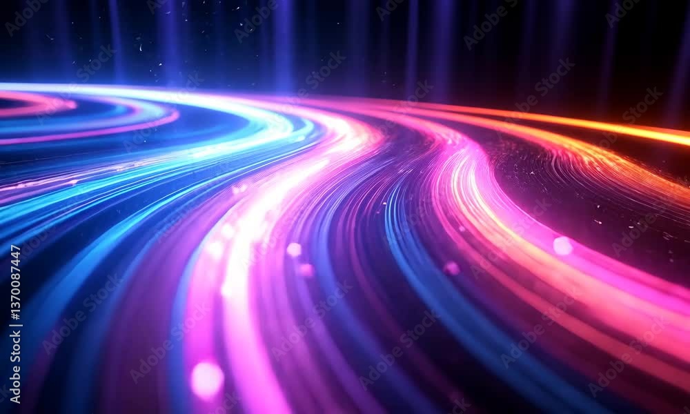 Poster abstract light trails creating a dynamic effect, ideal for technology background