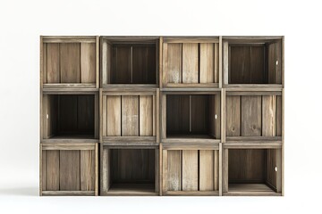 Wooden crate shelf storage unit, rustic style furniture, display and organization solution