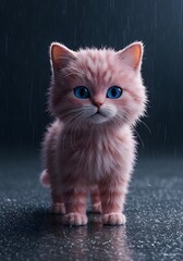Kitten Standing in the Rain