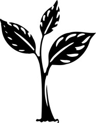 Monochrome Botanical Sprout Illustration Design