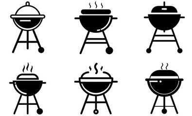 black silhouette icons of different BBQ grills