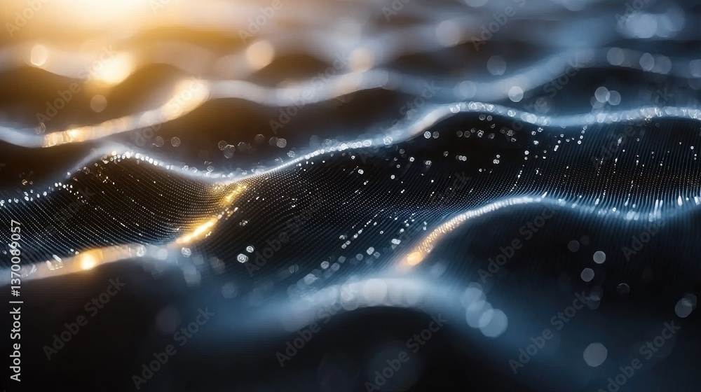 Aufkleber abstract waves of light and particles in dark background environment