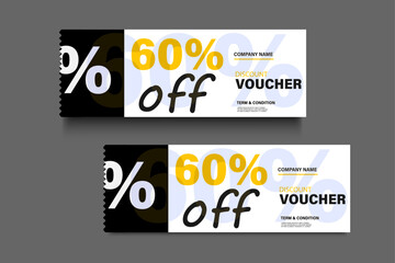 60% off gift voucher coupon sale ticket template