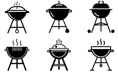 black silhouette icons of different BBQ grills